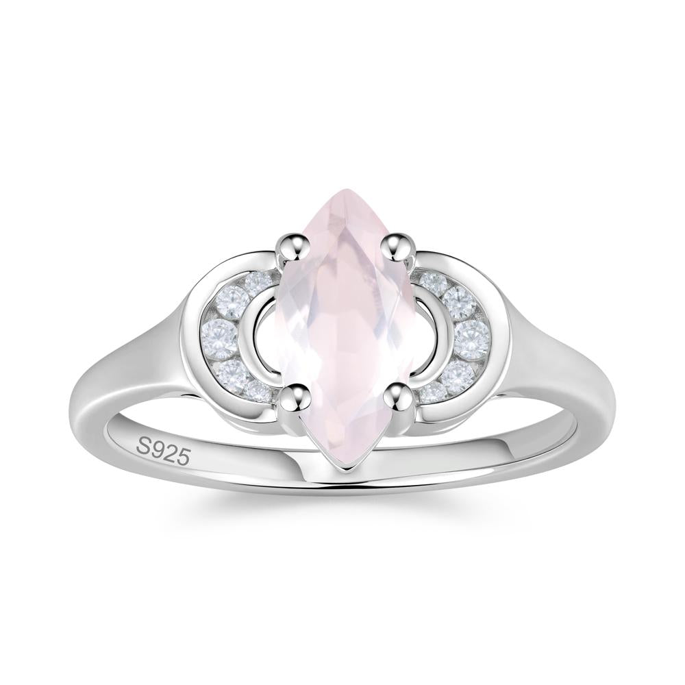 Romantic Lunar Halo Marquise Mystic Topaz Ring for Her - LUO Jewelry #gemstone_Rose Quartz