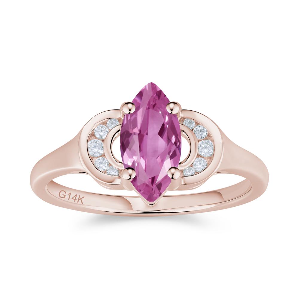 Romantic Lunar Halo Marquise Mystic Topaz Ring for Her - LUO Jewelry #gemstone_Pink Sapphire
