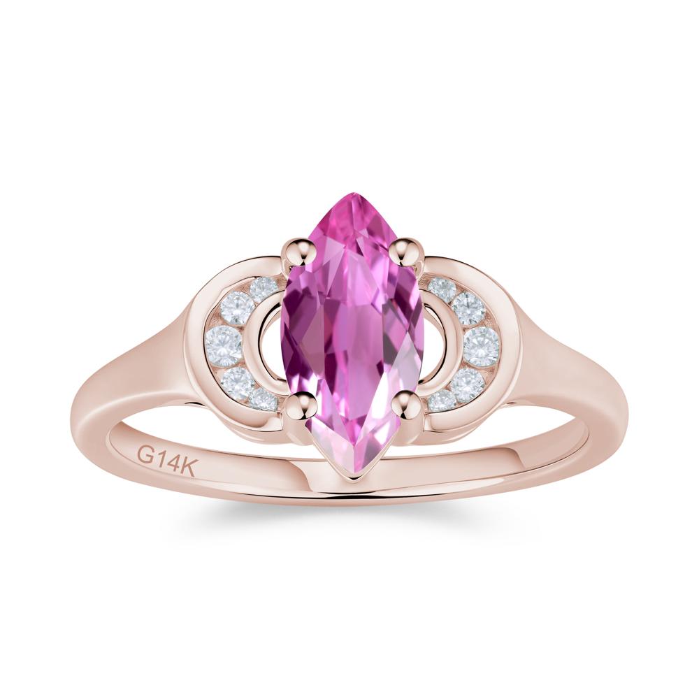 Romantic Lunar Halo Marquise Mystic Topaz Ring for Her - LUO Jewelry #gemstone_Pink Sapphire