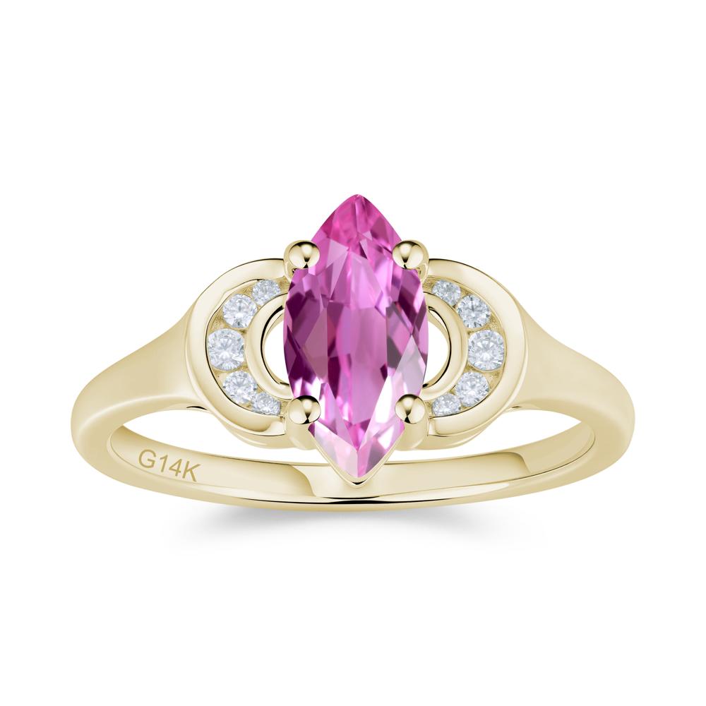 Romantic Lunar Halo Marquise Mystic Topaz Ring for Her - LUO Jewelry #gemstone_Pink Sapphire
