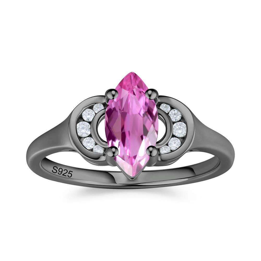 Romantic Lunar Halo Marquise Mystic Topaz Ring for Her - LUO Jewelry #gemstone_Pink Sapphire