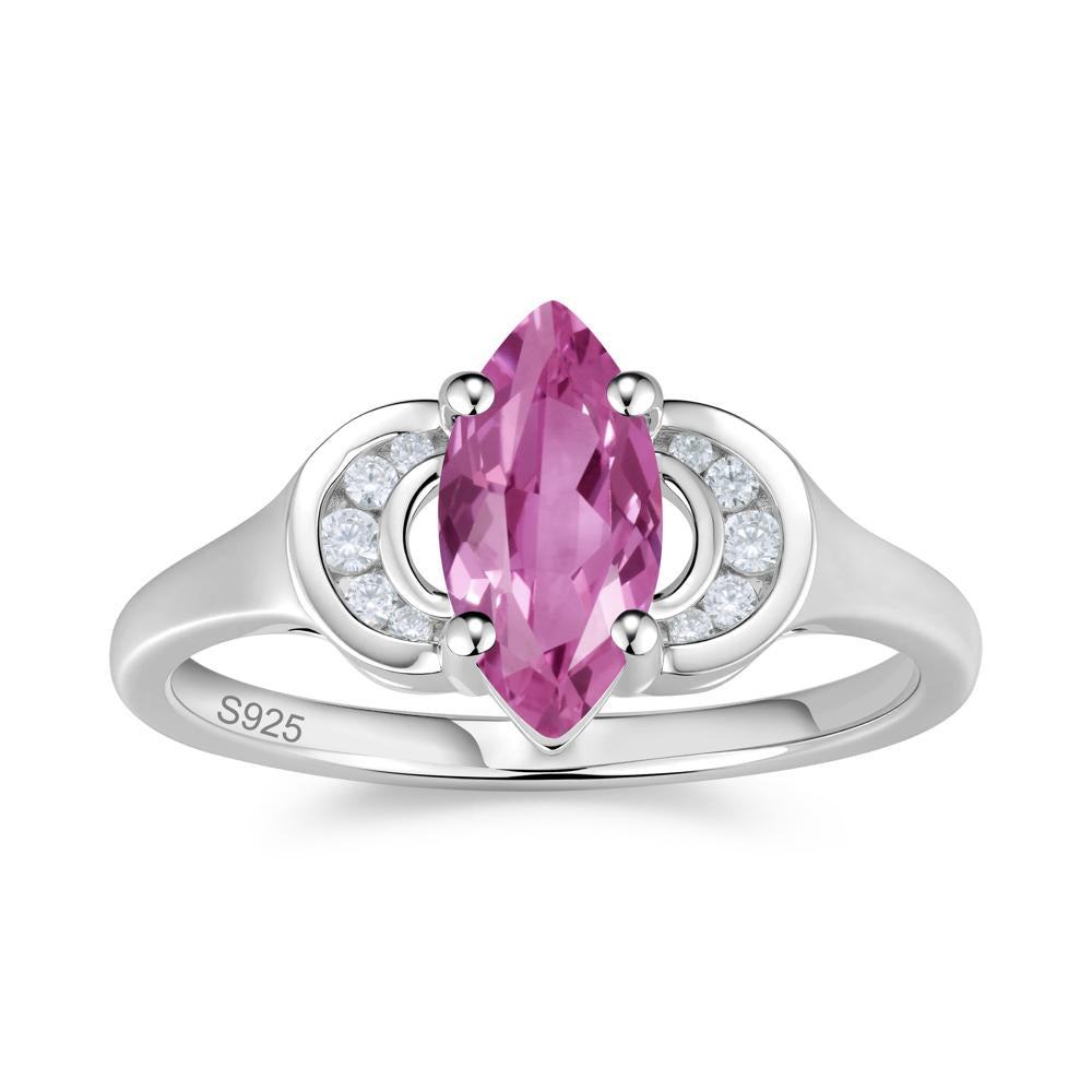 Romantic Lunar Halo Marquise Mystic Topaz Ring for Her - LUO Jewelry #gemstone_Pink Sapphire