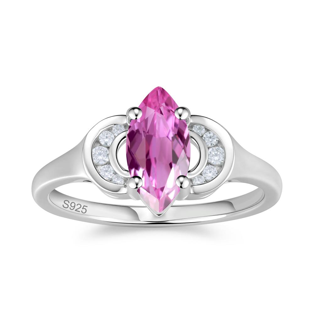 Romantic Lunar Halo Marquise Mystic Topaz Ring for Her - LUO Jewelry #gemstone_Pink Sapphire