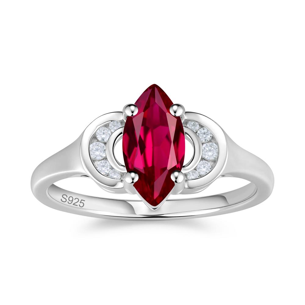 Romantic Lunar Halo Marquise Mystic Topaz Ring for Her - LUO Jewelry #gemstone_Ruby