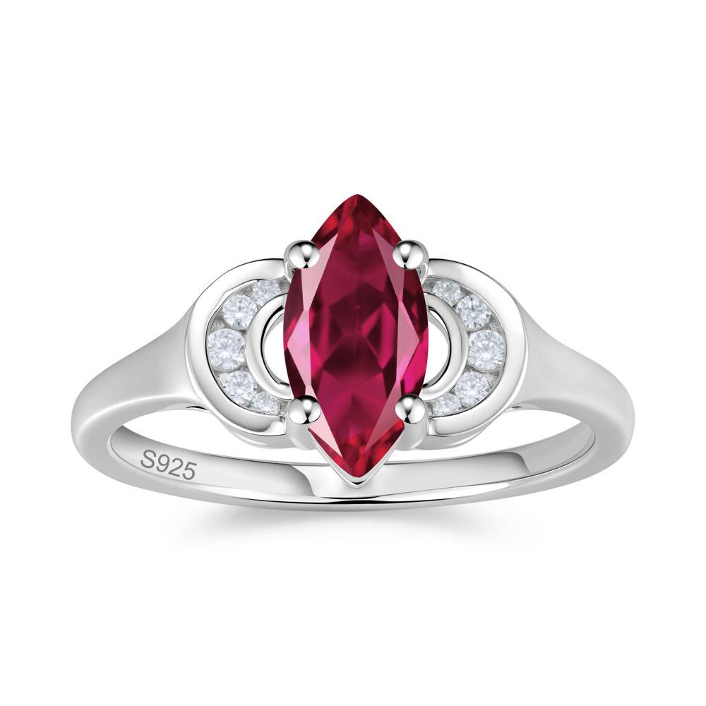 Romantic Lunar Halo Marquise Mystic Topaz Ring for Her - LUO Jewelry #gemstone_Ruby