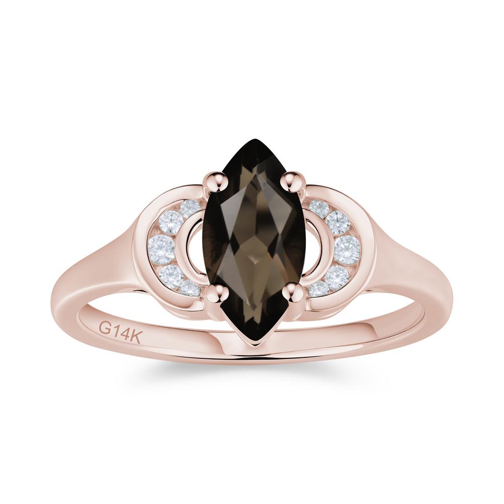 Romantic Lunar Halo Marquise Mystic Topaz Ring for Her - LUO Jewelry #gemstone_Smoky Quartz