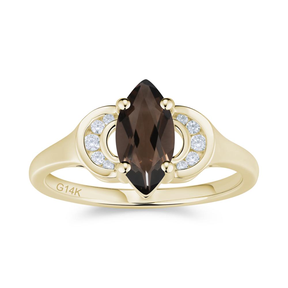 Romantic Lunar Halo Marquise Mystic Topaz Ring for Her - LUO Jewelry #gemstone_Smoky Quartz
