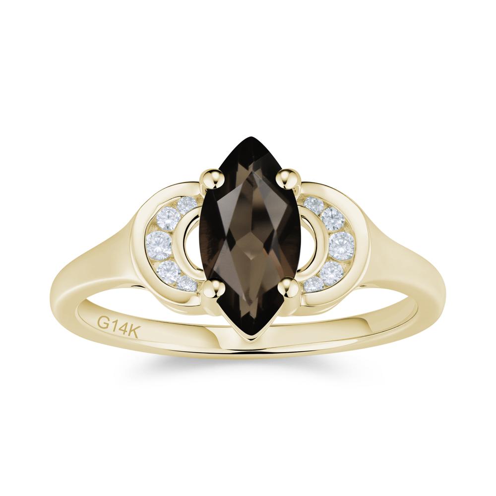 Romantic Lunar Halo Marquise Mystic Topaz Ring for Her - LUO Jewelry #gemstone_Smoky Quartz