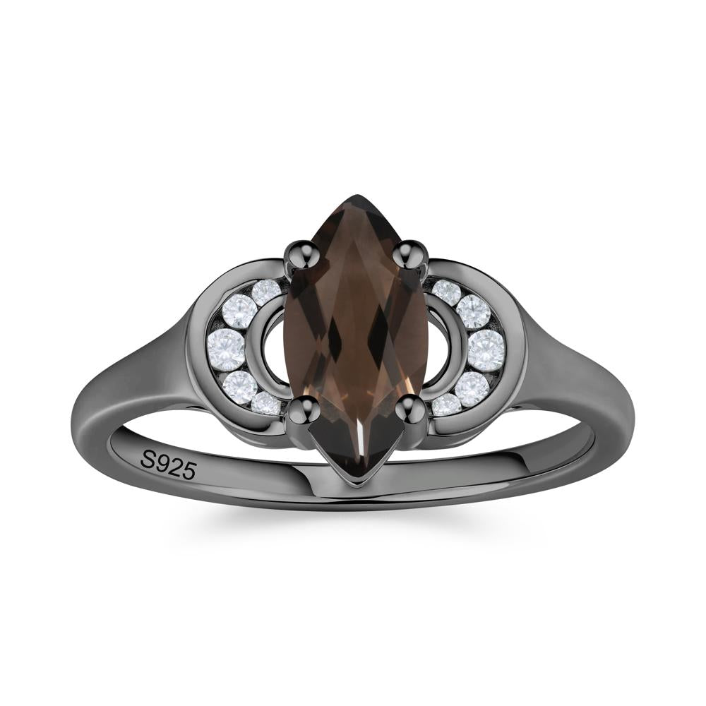 Romantic Lunar Halo Marquise Mystic Topaz Ring for Her - LUO Jewelry #gemstone_Smoky Quartz
