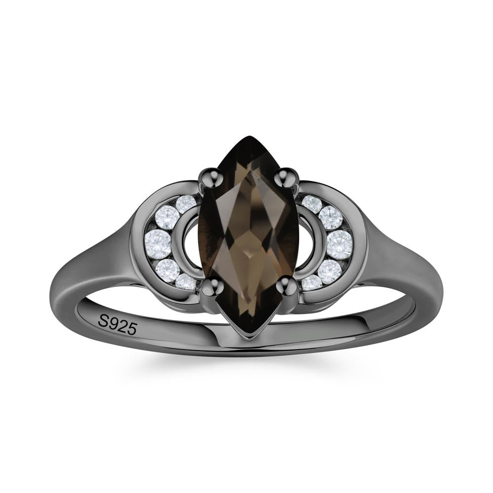 Romantic Lunar Halo Marquise Mystic Topaz Ring for Her - LUO Jewelry #gemstone_Smoky Quartz