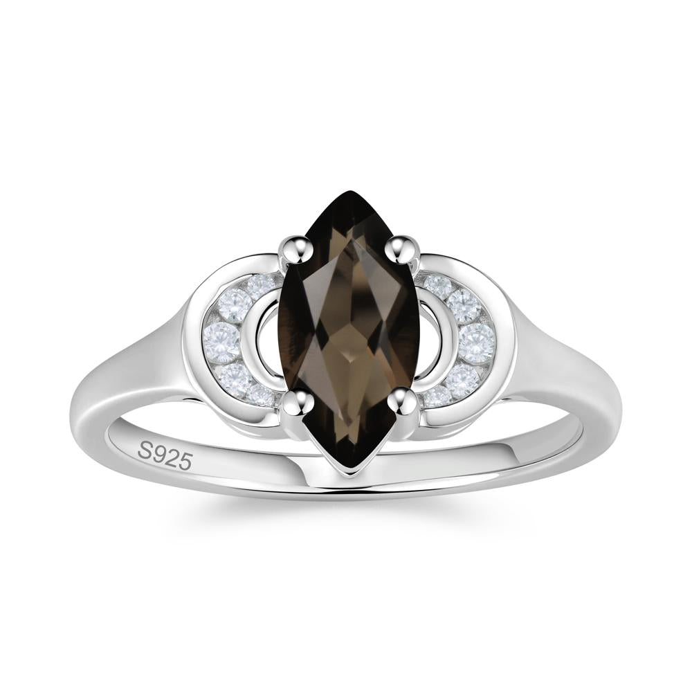 Romantic Lunar Halo Marquise Mystic Topaz Ring for Her - LUO Jewelry #gemstone_Smoky Quartz
