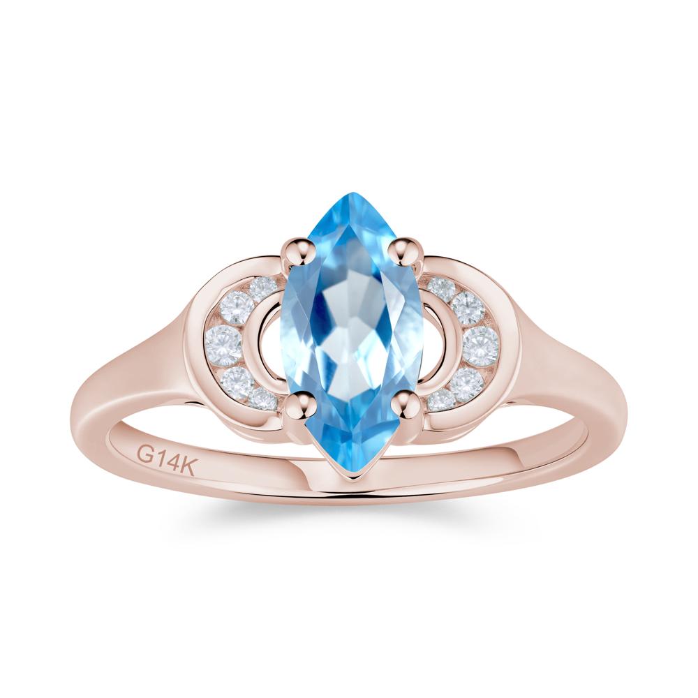 Romantic Lunar Halo Marquise Mystic Topaz Ring for Her - LUO Jewelry #gemstone_Swiss Blue Topaz