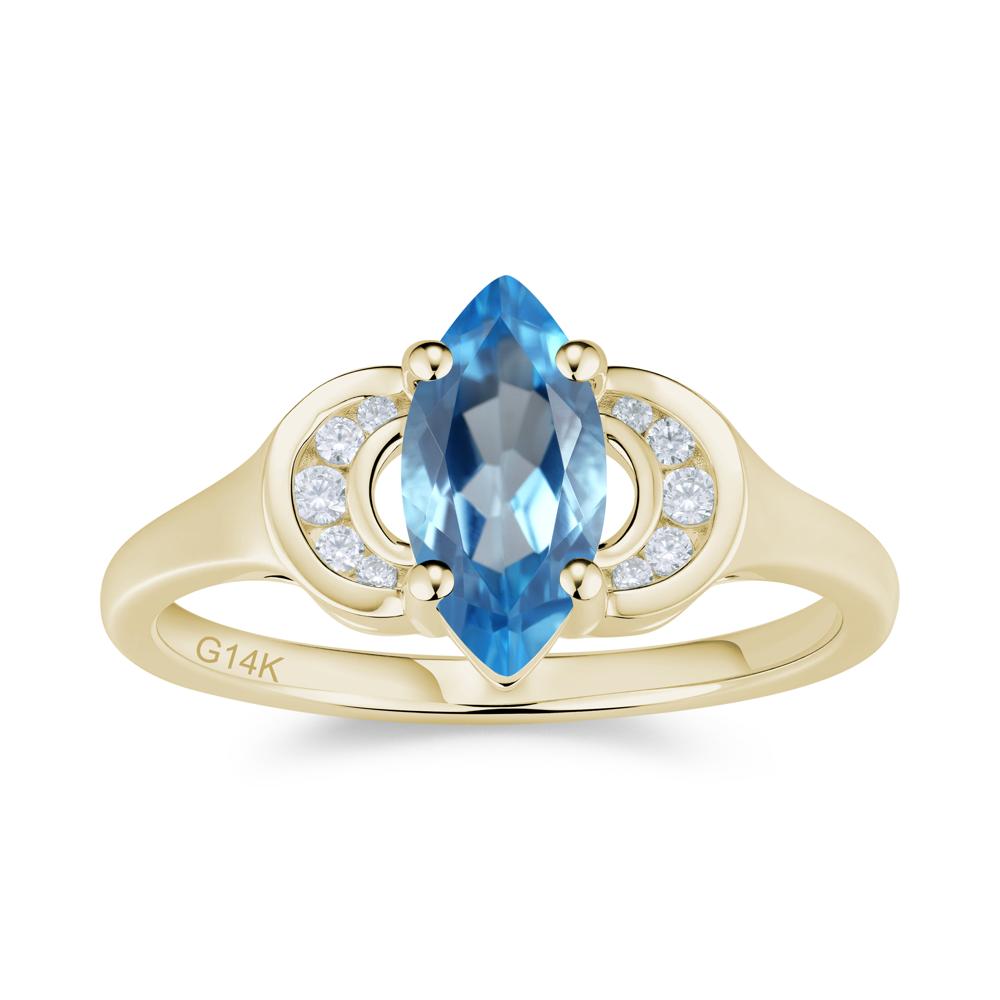 Romantic Lunar Halo Marquise Mystic Topaz Ring for Her - LUO Jewelry #gemstone_Swiss Blue Topaz