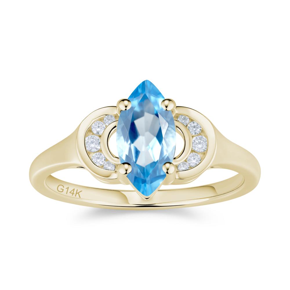 Romantic Lunar Halo Marquise Mystic Topaz Ring for Her - LUO Jewelry #gemstone_Swiss Blue Topaz