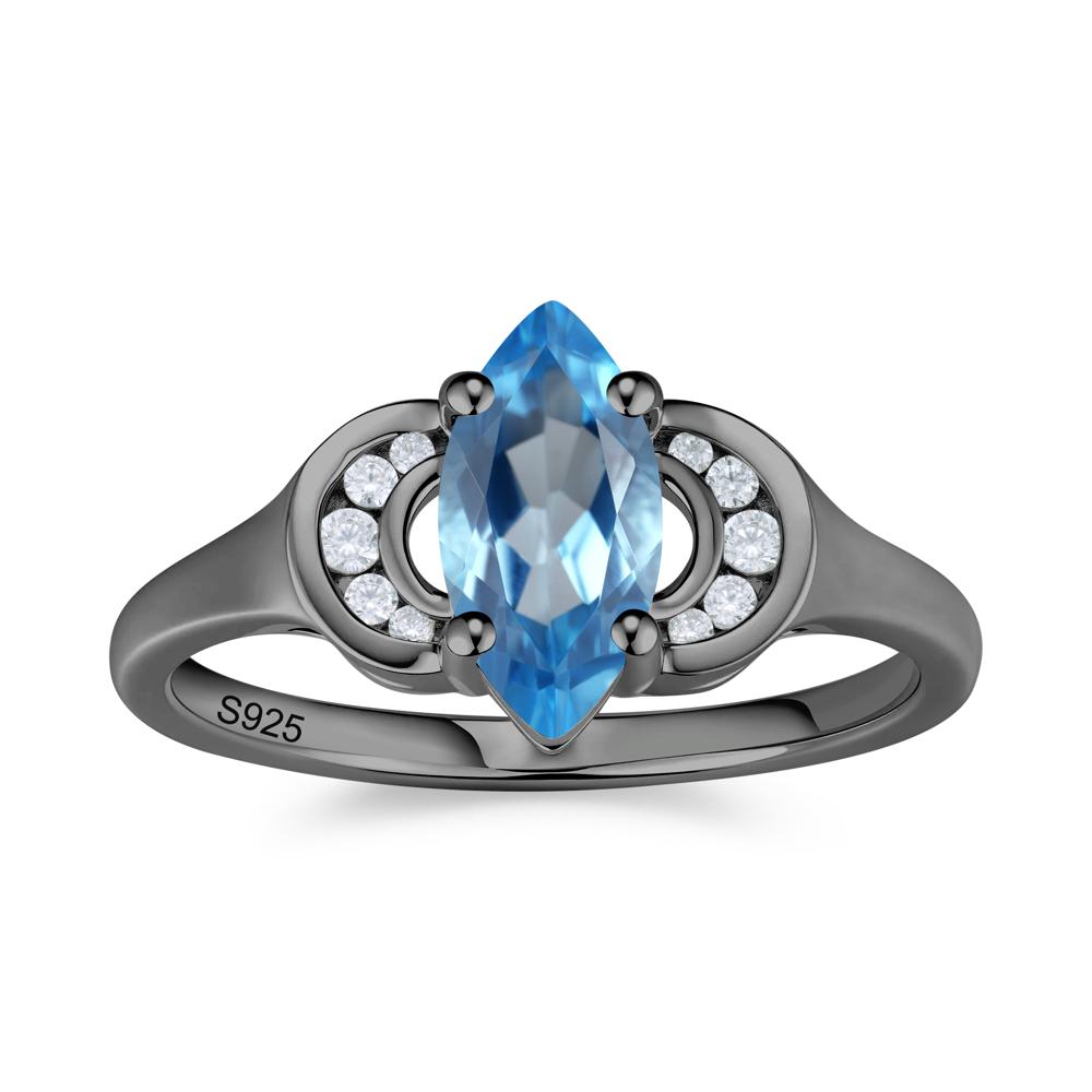Romantic Lunar Halo Marquise Mystic Topaz Ring for Her - LUO Jewelry #gemstone_Swiss Blue Topaz