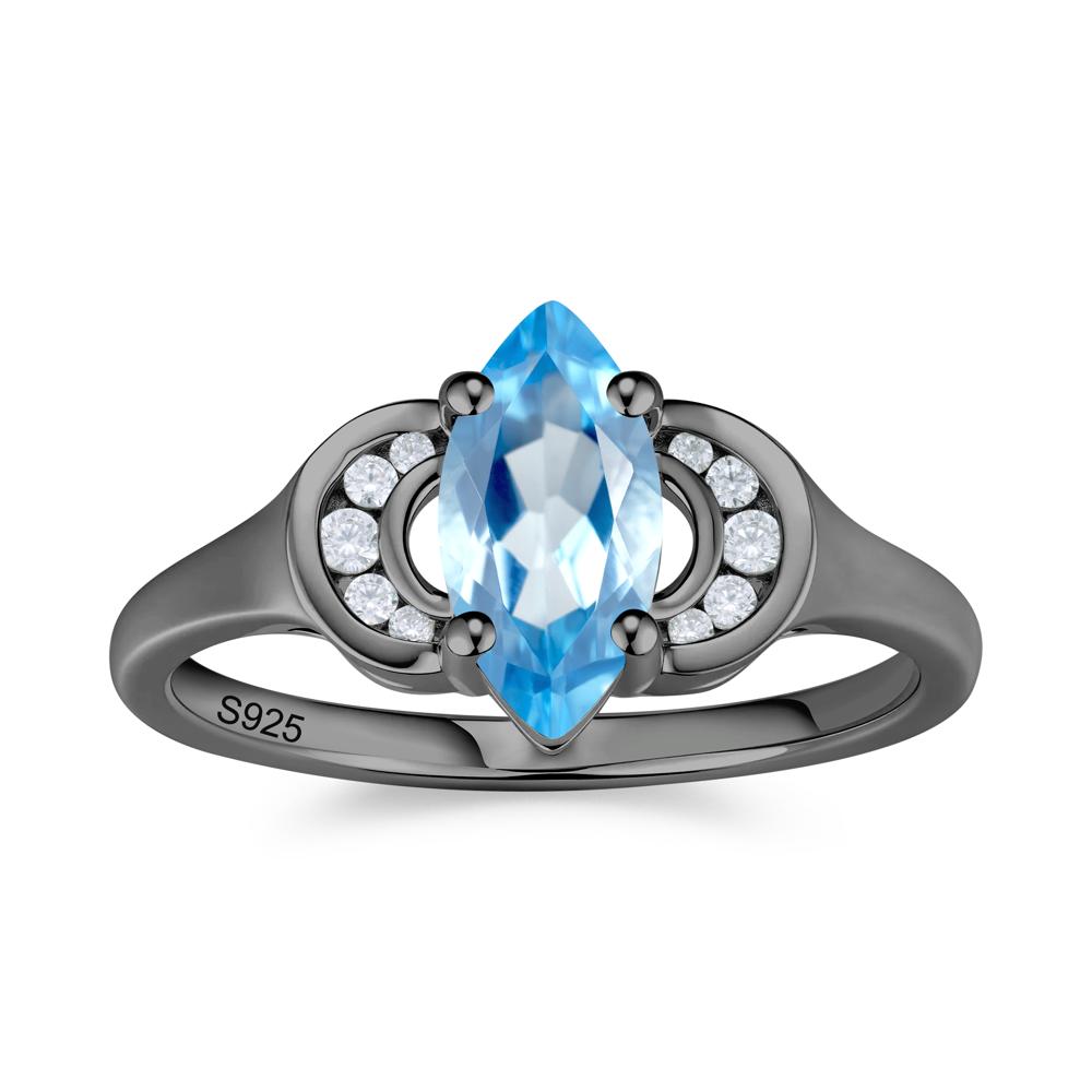 Romantic Lunar Halo Marquise Mystic Topaz Ring for Her - LUO Jewelry #gemstone_Swiss Blue Topaz