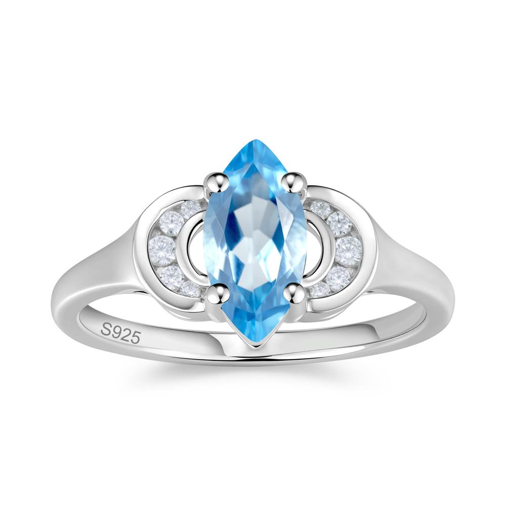 Romantic Lunar Halo Marquise Mystic Topaz Ring for Her - LUO Jewelry #gemstone_Swiss Blue Topaz