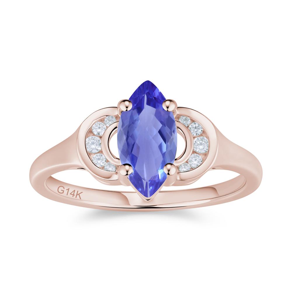 Romantic Lunar Halo Marquise Mystic Topaz Ring for Her - LUO Jewelry #gemstone_Tanzanite