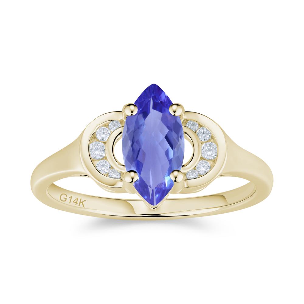 Romantic Lunar Halo Marquise Mystic Topaz Ring for Her - LUO Jewelry #gemstone_Tanzanite
