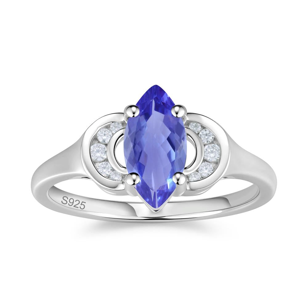 Romantic Lunar Halo Marquise Mystic Topaz Ring for Her - LUO Jewelry #gemstone_Tanzanite