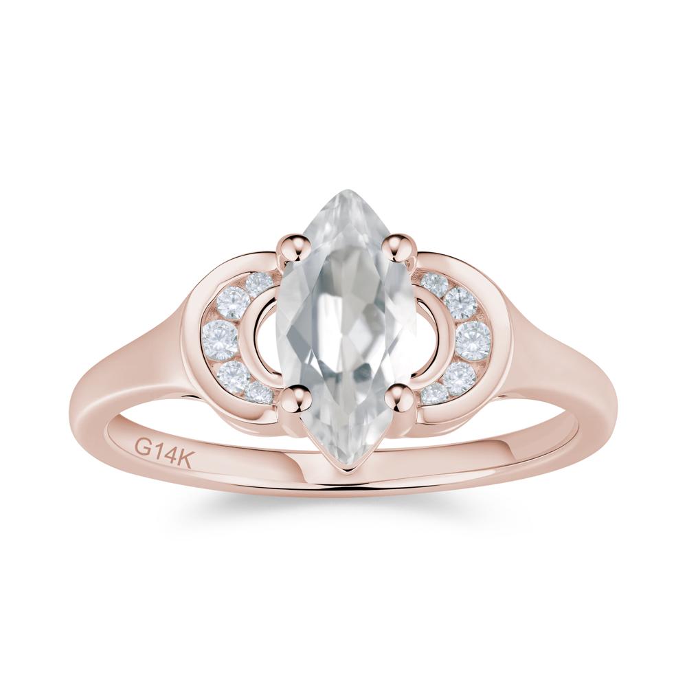 Romantic Lunar Halo Marquise Mystic Topaz Ring for Her - LUO Jewelry #gemstone_White Topaz