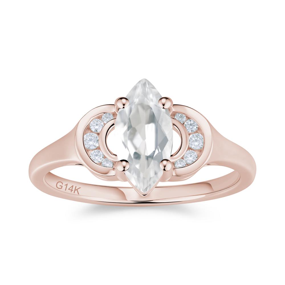 Romantic Lunar Halo Marquise Mystic Topaz Ring for Her - LUO Jewelry #gemstone_White Topaz