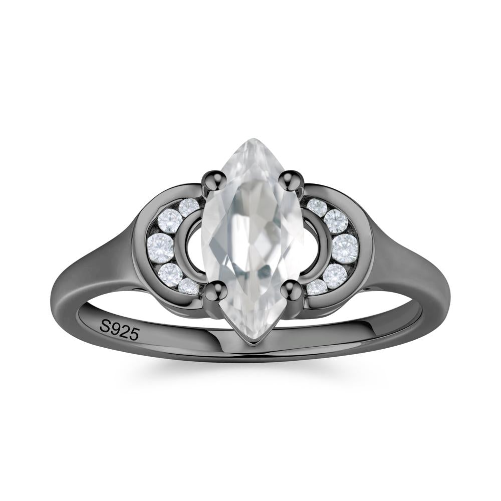 Romantic Lunar Halo Marquise Mystic Topaz Ring for Her - LUO Jewelry #gemstone_White Topaz