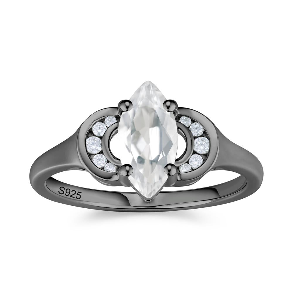 Romantic Lunar Halo Marquise Mystic Topaz Ring for Her - LUO Jewelry #gemstone_White Topaz