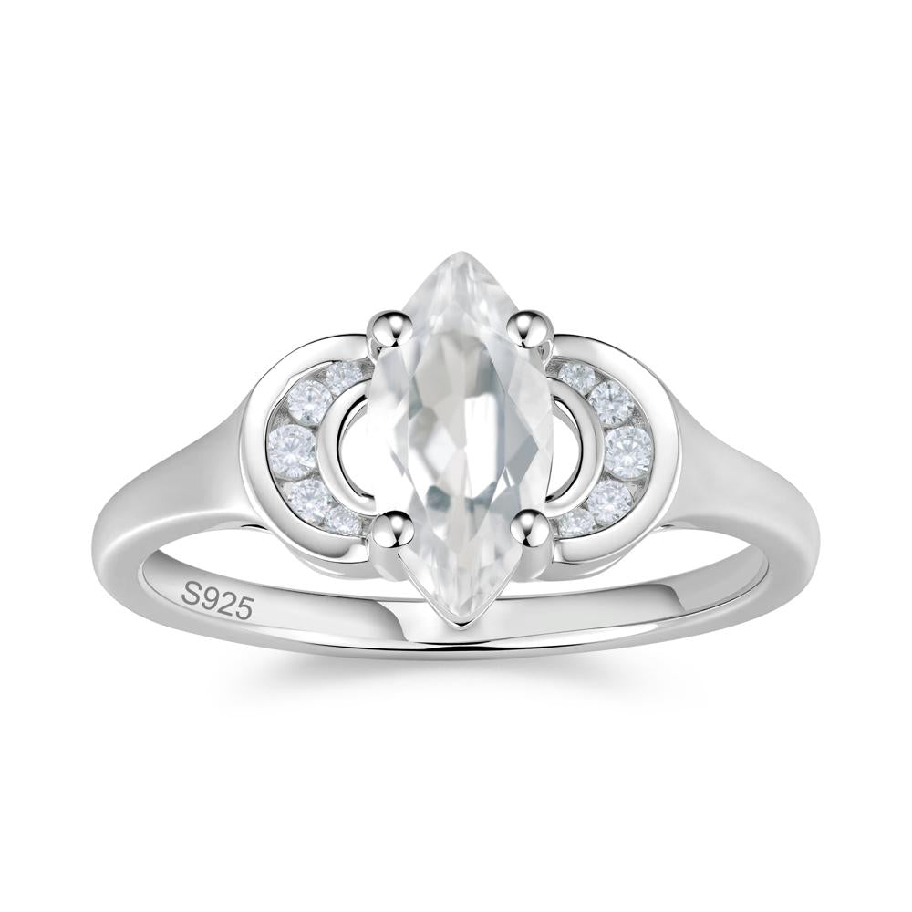Romantic Lunar Halo Marquise Mystic Topaz Ring for Her - LUO Jewelry #gemstone_White Topaz