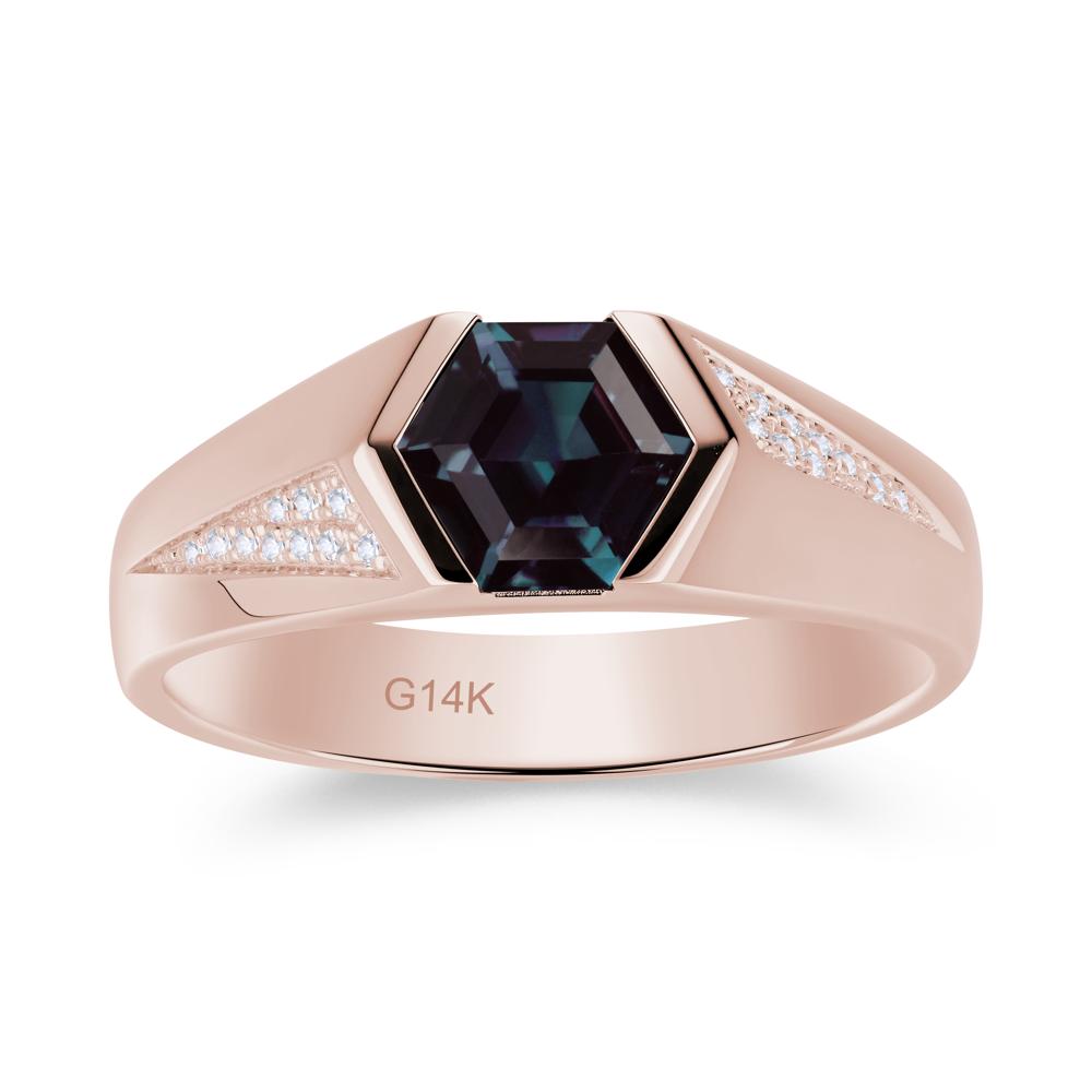 Men's Geometric Alexandrite Hexagon Ring - LUO Jewelry #gemstone_Alexandrite
