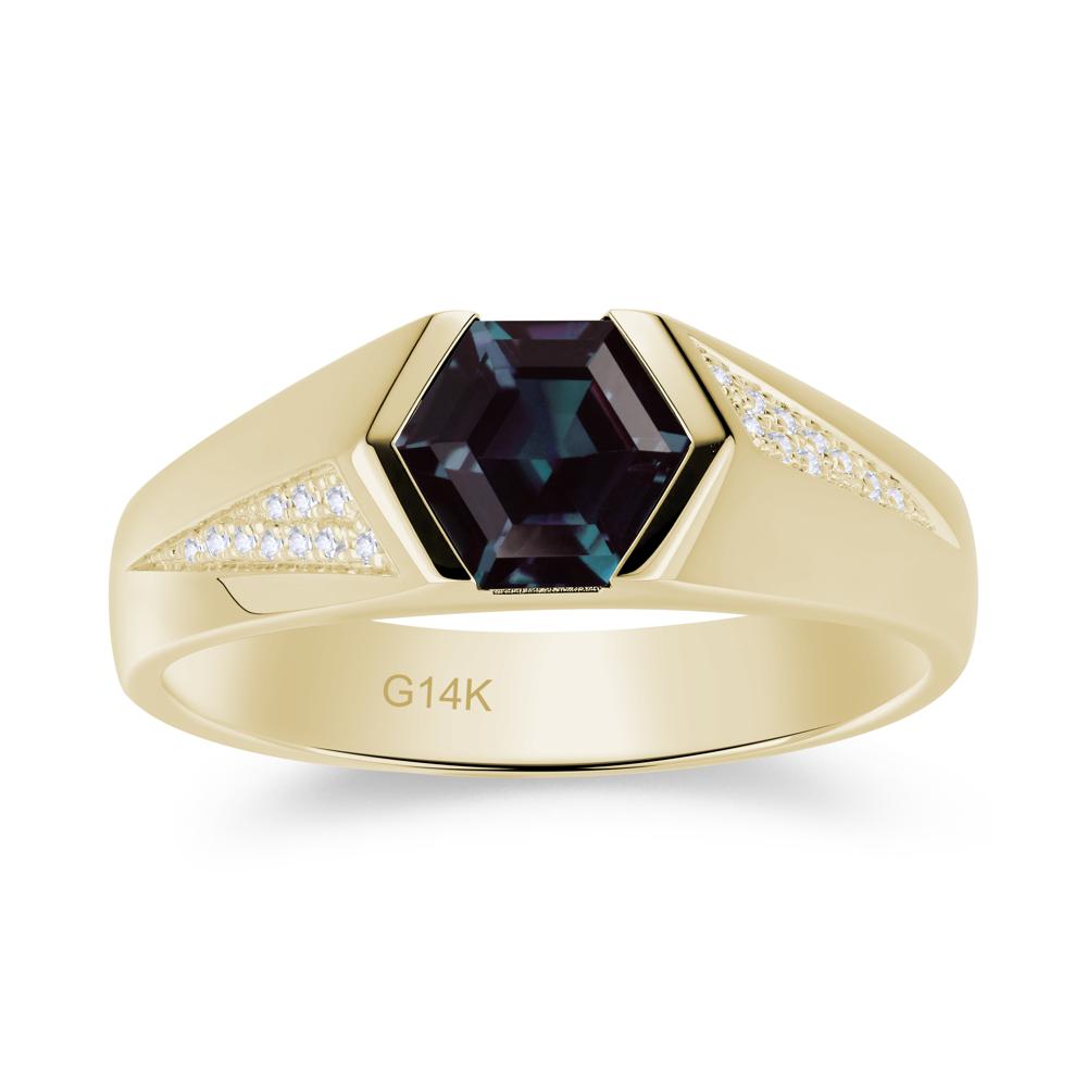 Men's Geometric Alexandrite Hexagon Ring - LUO Jewelry #gemstone_Alexandrite
