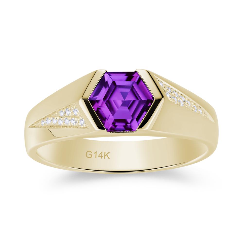 Men's Geometric Alexandrite Hexagon Ring - LUO Jewelry #gemstone_Amethyst