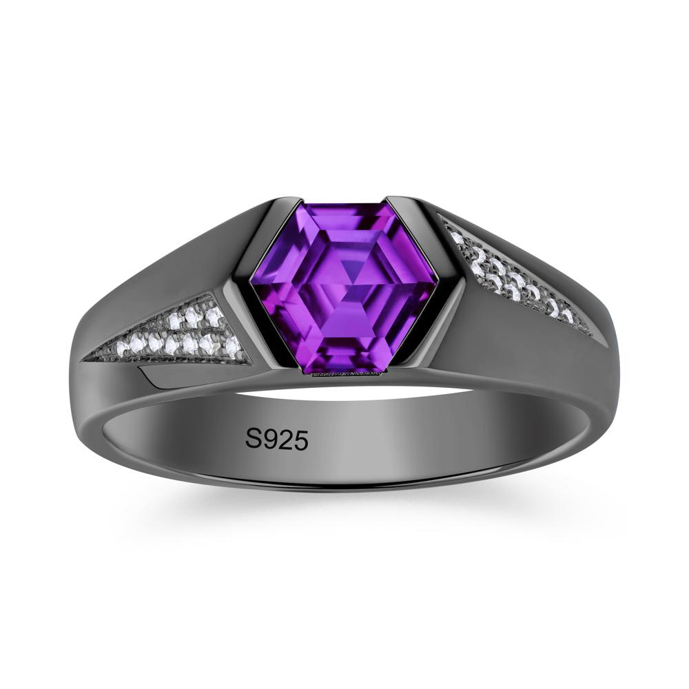 Men's Geometric Alexandrite Hexagon Ring - LUO Jewelry #gemstone_Amethyst