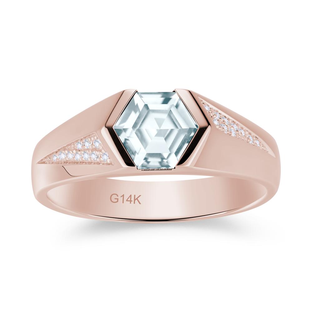 Men's Geometric Alexandrite Hexagon Ring - LUO Jewelry #gemstone_Aquamarine