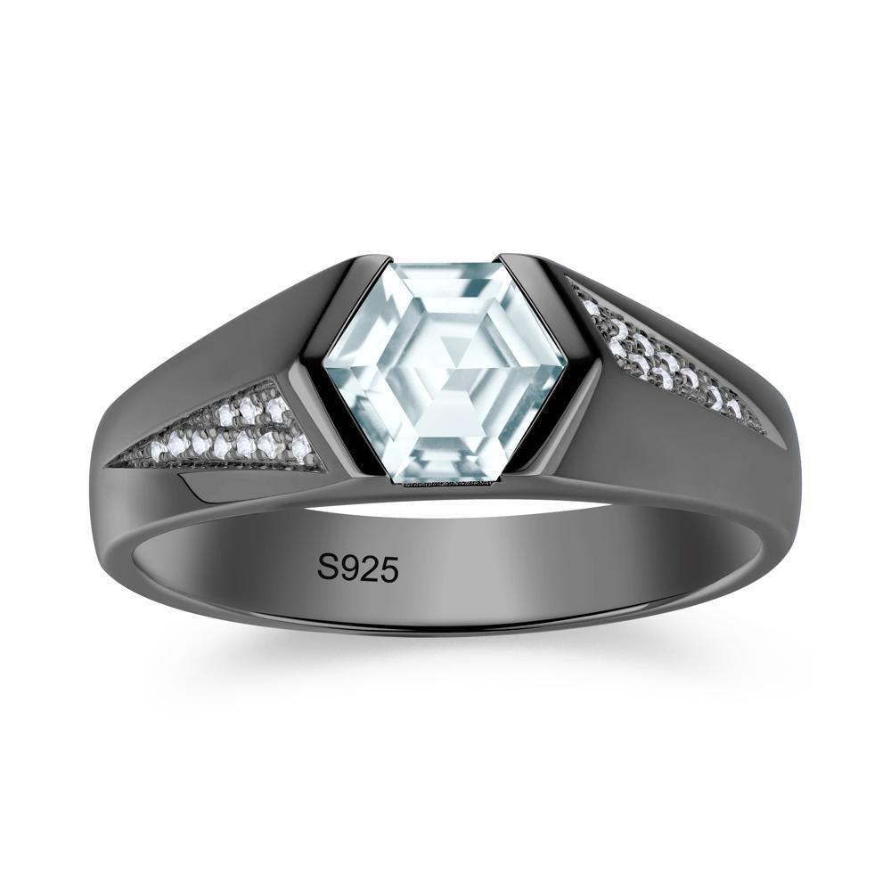 Men's Geometric Alexandrite Hexagon Ring - LUO Jewelry #gemstone_Aquamarine