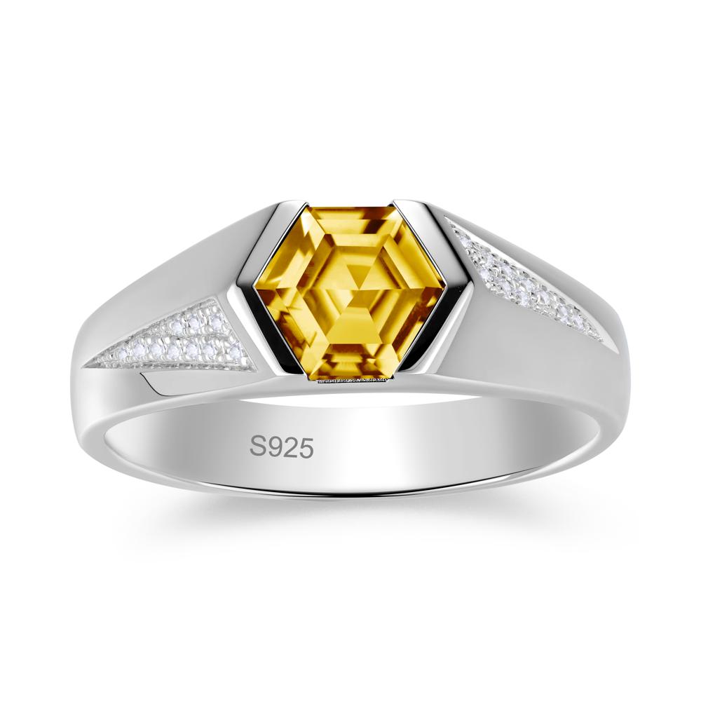 Men's Geometric Alexandrite Hexagon Ring - LUO Jewelry #gemstone_Citrine
