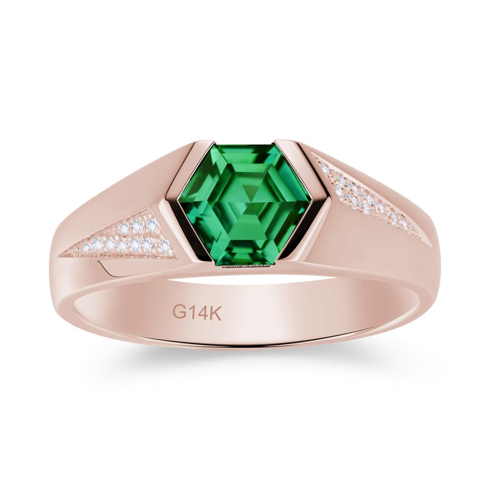 Men's Geometric Alexandrite Hexagon Ring - LUO Jewelry #gemstone_Emerald