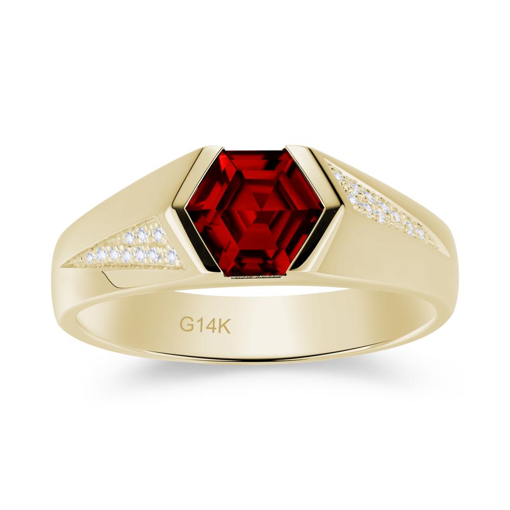 Men's Geometric Alexandrite Hexagon Ring - LUO Jewelry #gemstone_Garnet