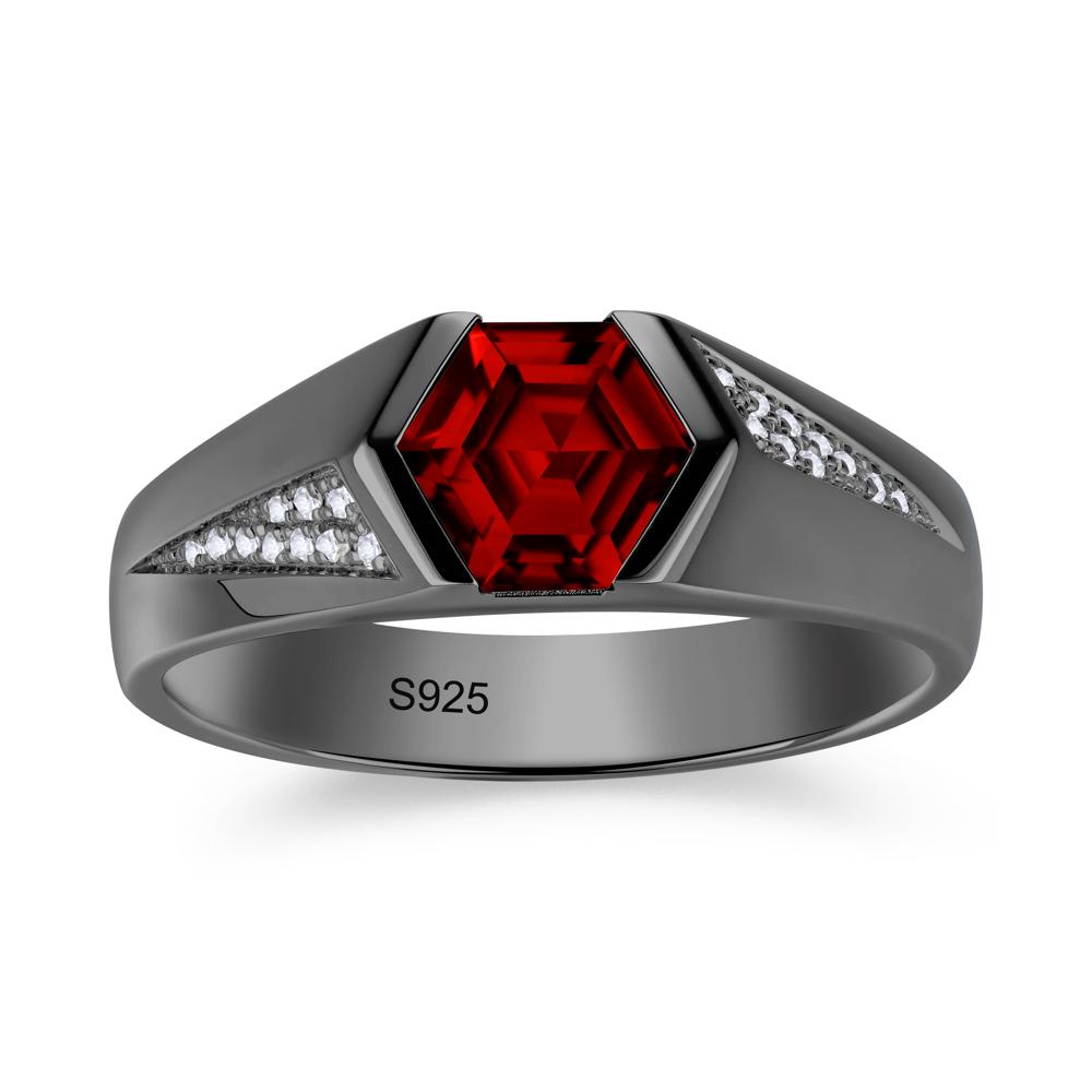 Men's Geometric Alexandrite Hexagon Ring - LUO Jewelry #gemstone_Garnet