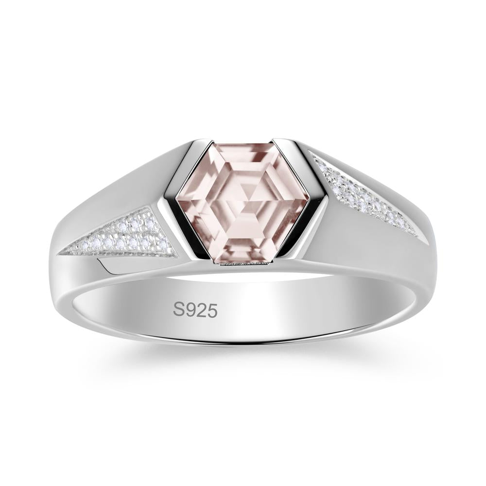 Men's Geometric Alexandrite Hexagon Ring - LUO Jewelry #gemstone_Morganite