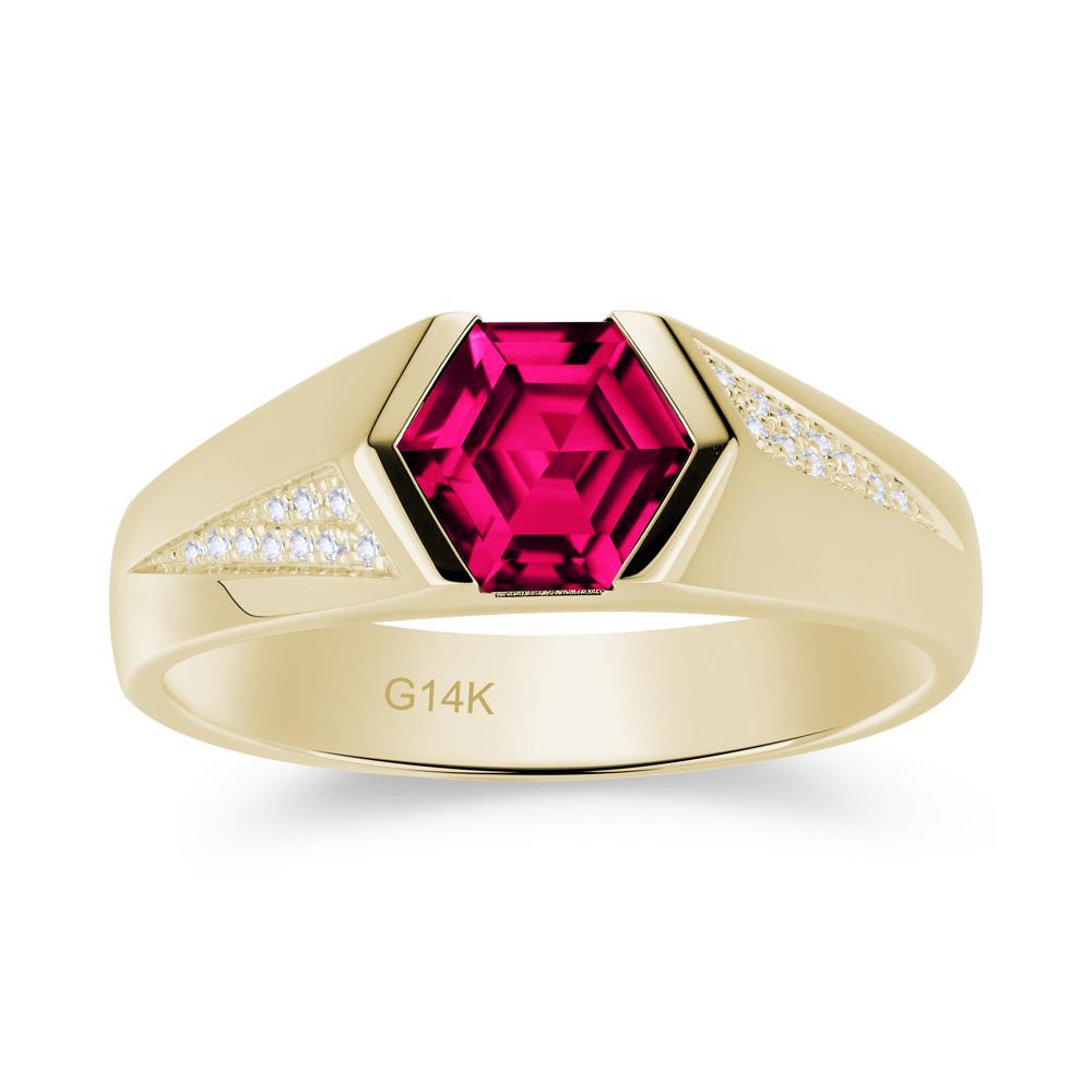 Men's Geometric Alexandrite Hexagon Ring - LUO Jewelry #gemstone_Ruby
