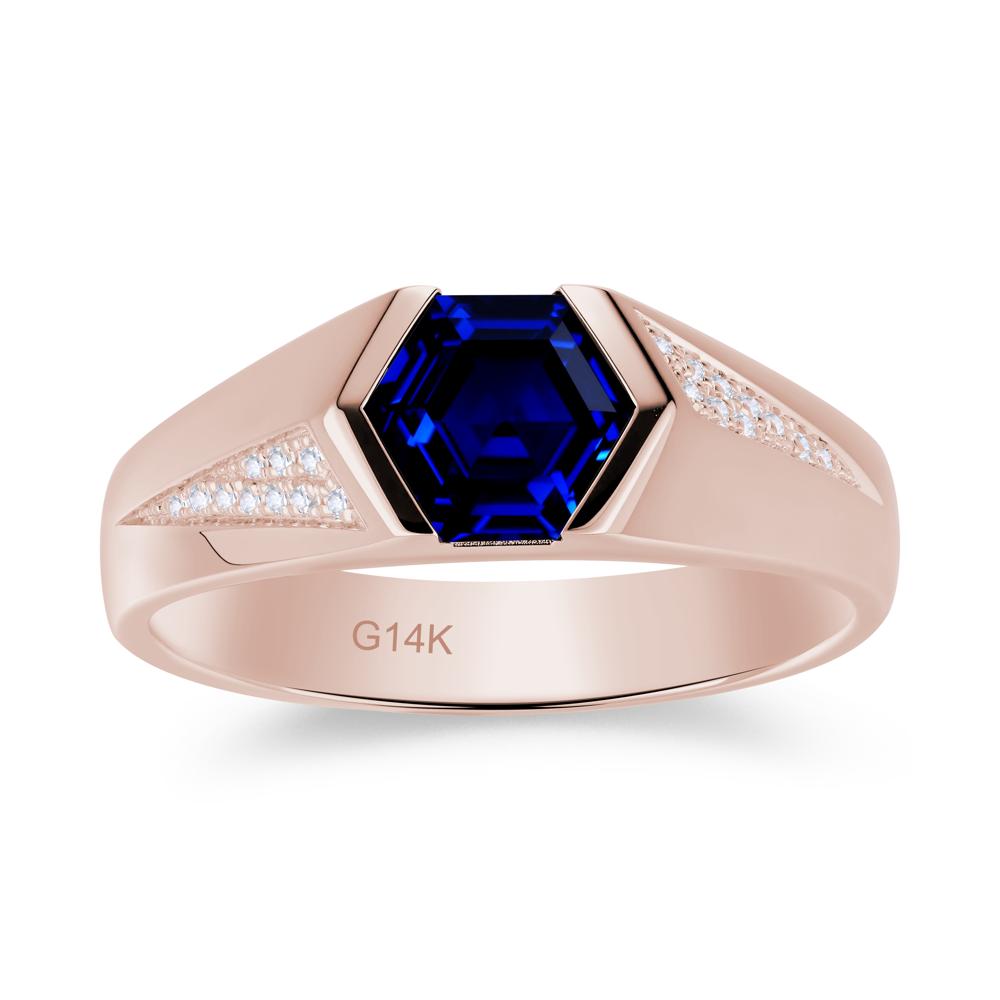 Men's Geometric Alexandrite Hexagon Ring - LUO Jewelry #gemstone_Sapphire