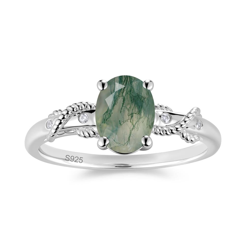 Vintage Twist Rope Garnet Ring - LUO Jewelry #gemstone_Moss Agate