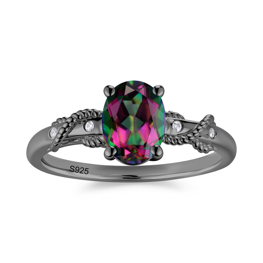 Vintage Twist Rope Garnet Ring - LUO Jewelry #gemstone_Mystic Topaz