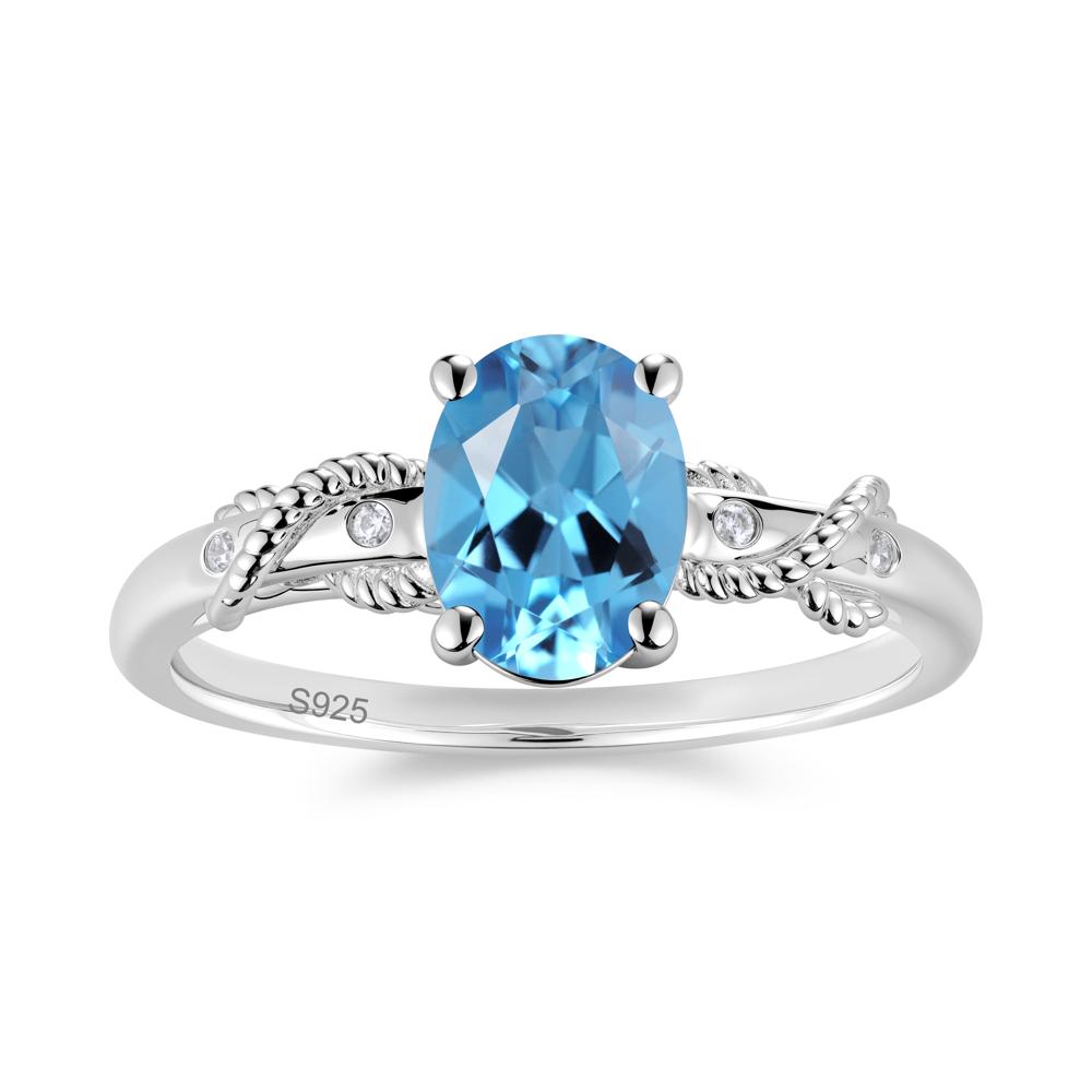 Vintage Twist Rope Garnet Ring - LUO Jewelry #gemstone_Swiss Blue Topaz