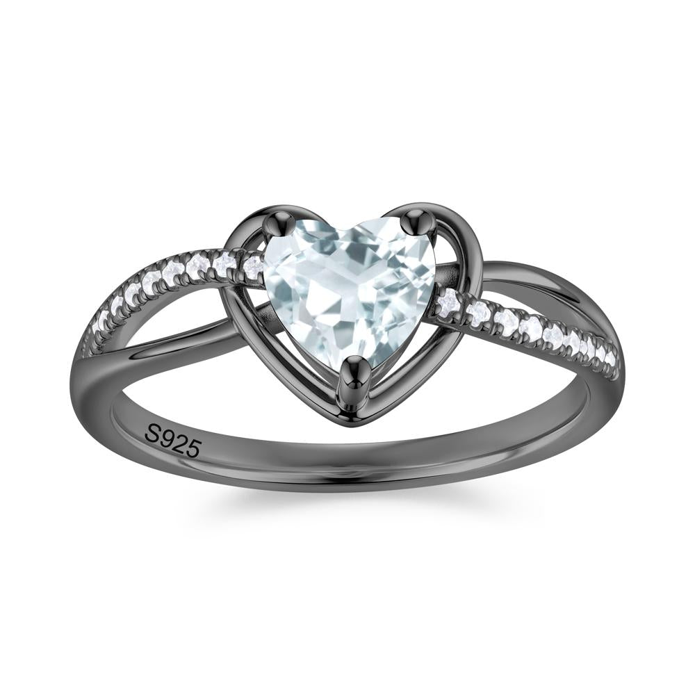 Heart Cut London Blue Topaz Twisted Split Shank Promise Ring - LUO Jewelry #gemstone_Aquamarine