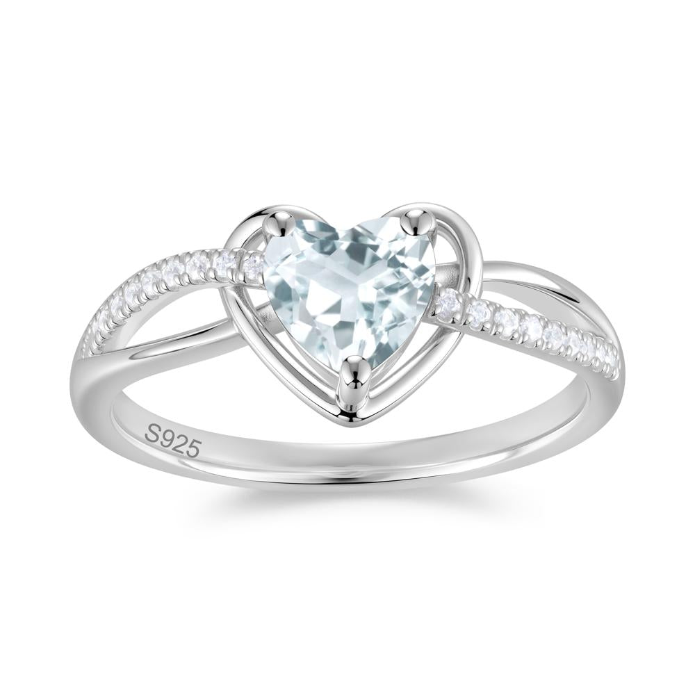 Heart Cut London Blue Topaz Twisted Split Shank Promise Ring - LUO Jewelry #gemstone_Aquamarine