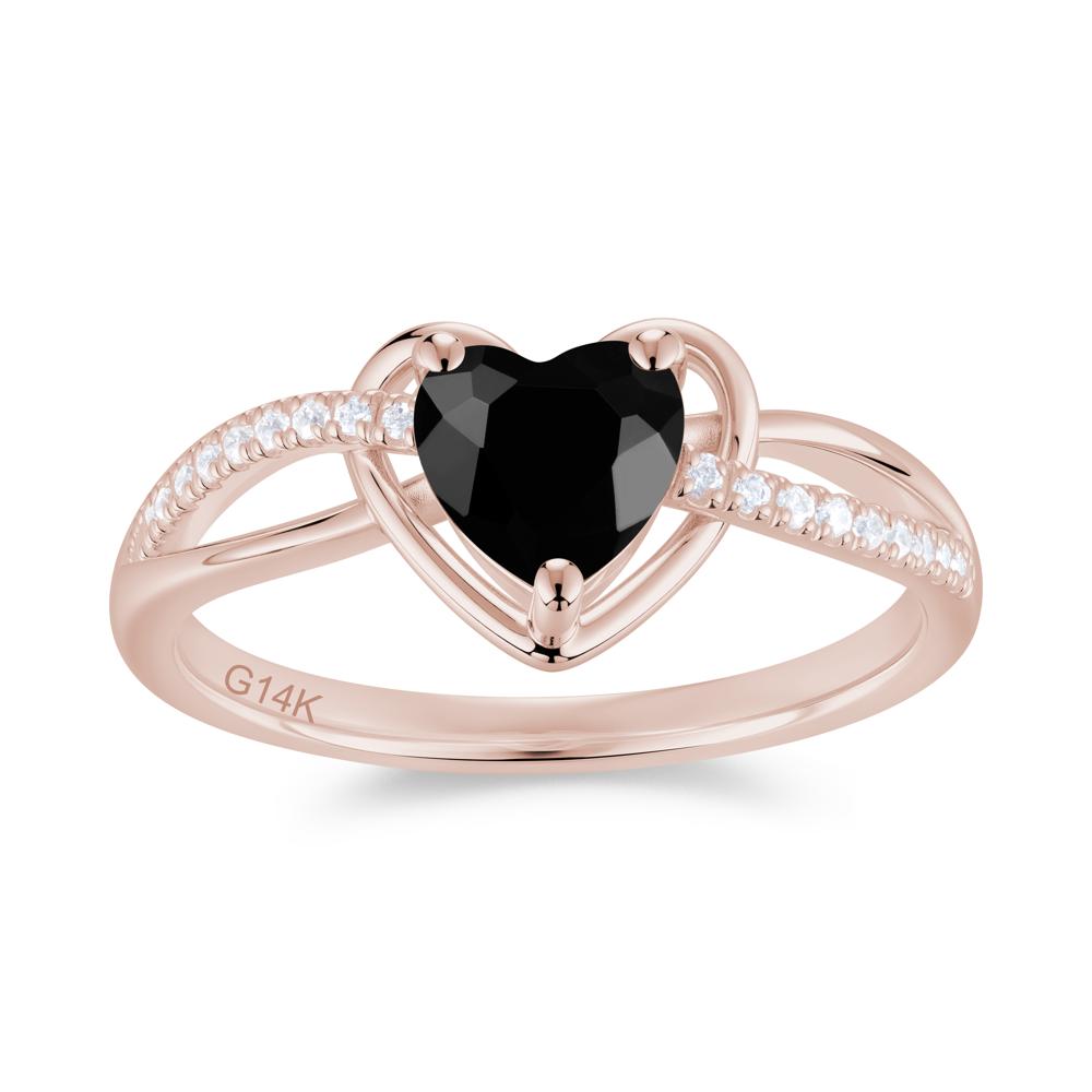 Heart Cut London Blue Topaz Twisted Split Shank Promise Ring - LUO Jewelry #gemstone_Black Spinel