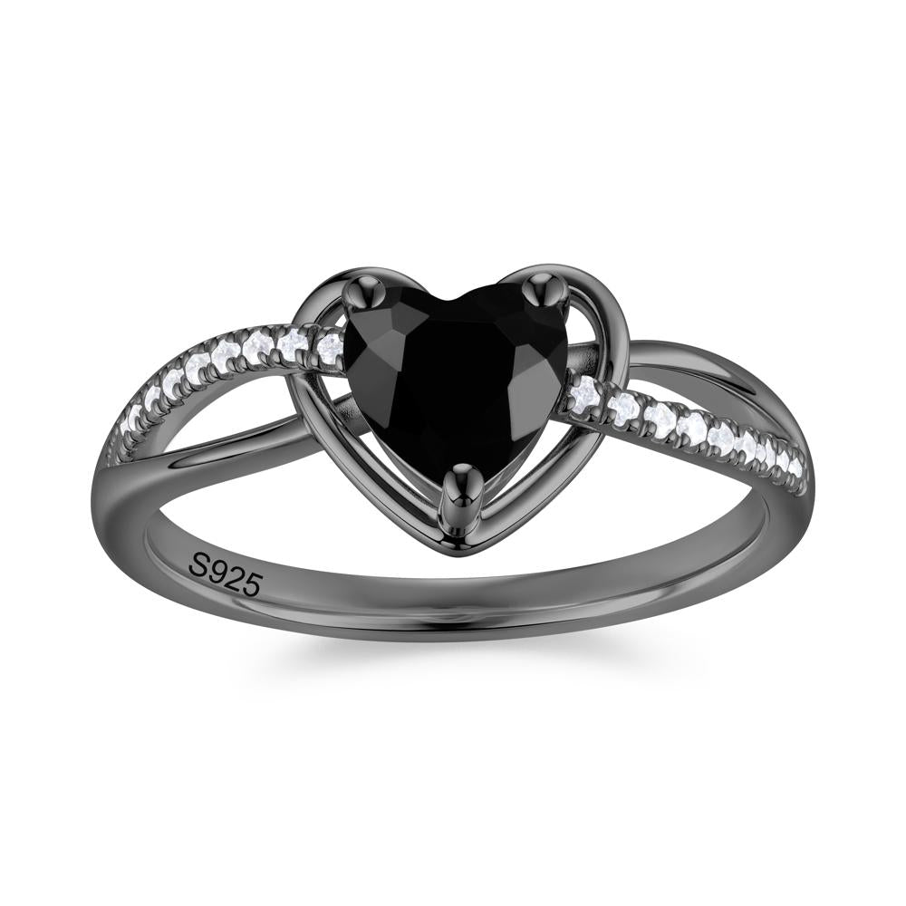 Heart Cut London Blue Topaz Twisted Split Shank Promise Ring - LUO Jewelry #gemstone_Black Spinel