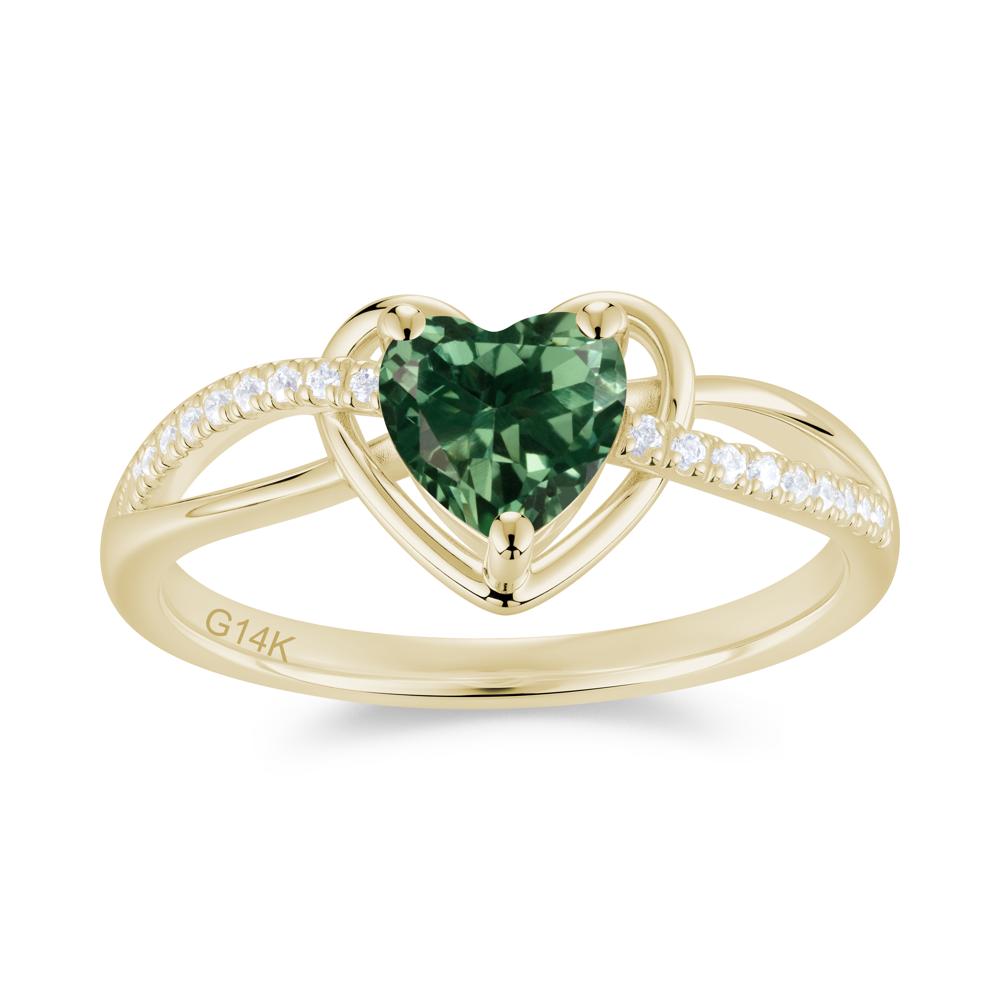 Heart Cut London Blue Topaz Twisted Split Shank Promise Ring - LUO Jewelry #gemstone_Green Sapphire